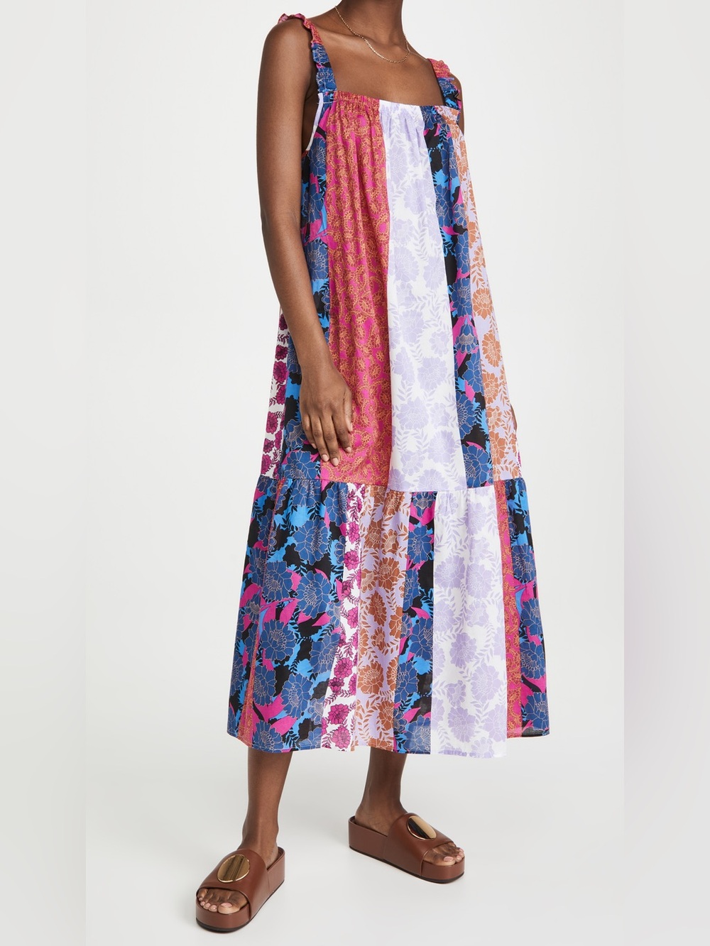 NWT BB Dakota Patchwork Boho Maxi Dress Flowy Oversized 100% Cotton Medium $99